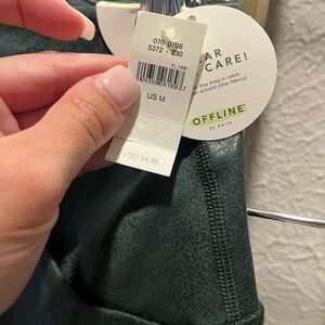 Aerie green leather look leggings